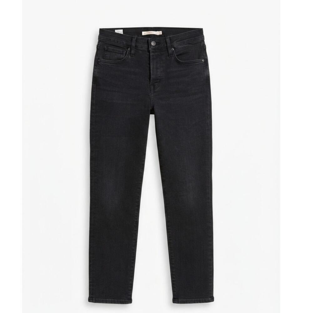 evi's 724 High Rise Straight Crop Jeans Womens 26 Black Denim Stretch Casual